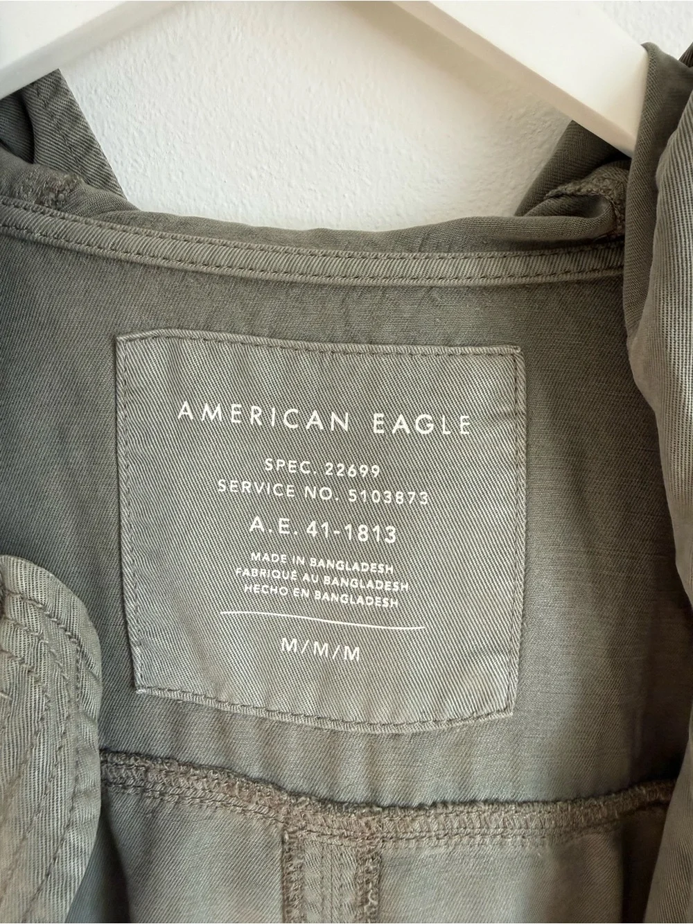American Eagle Olive Hooded Utility Jacket